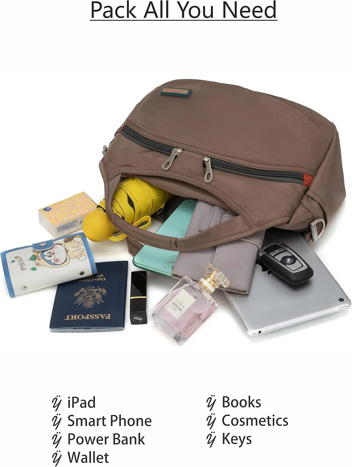 Waterproof Nylon Crossbody Bags for Women Multi-Pocket Shoulder Bag Travel Purse and Handbag