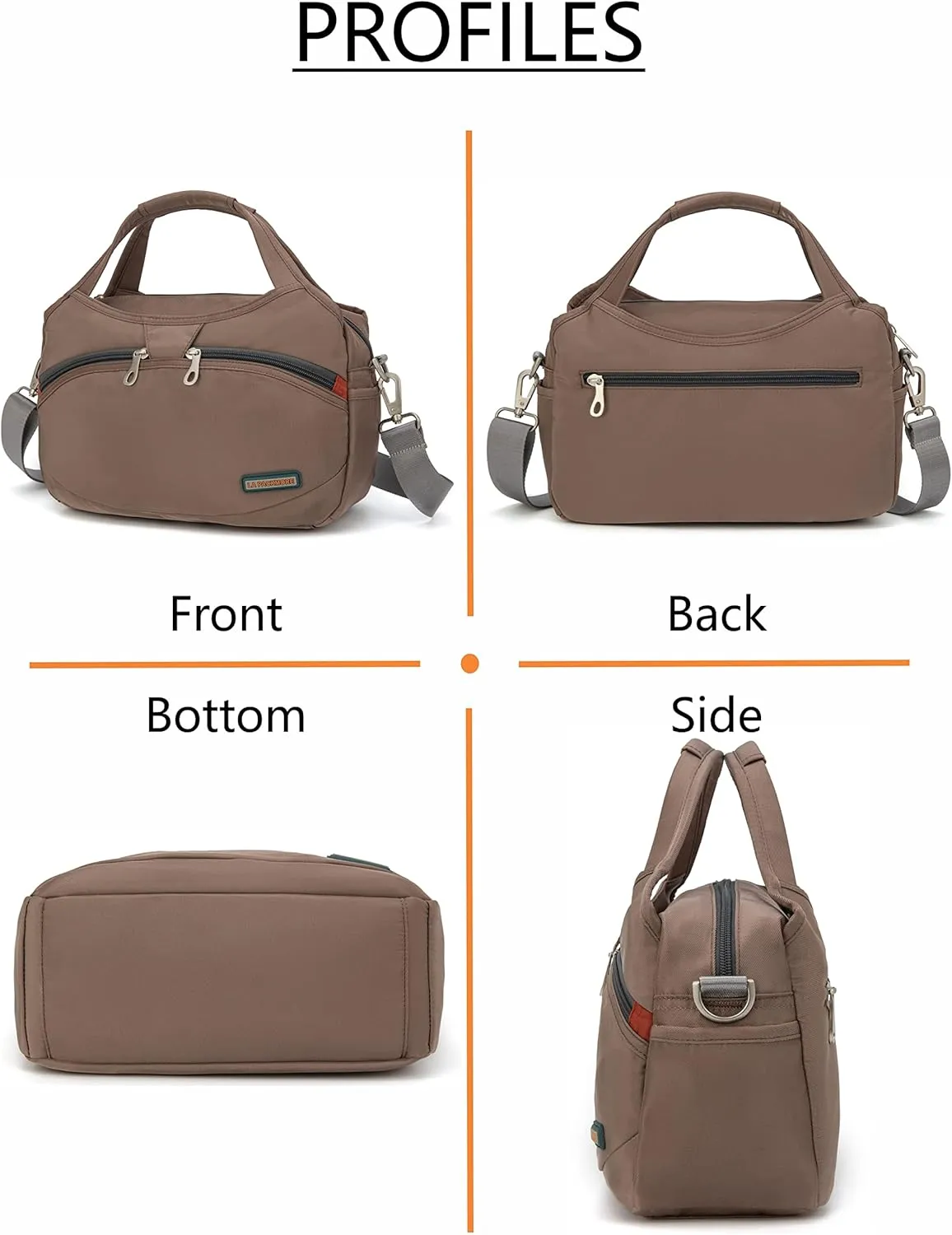 Waterproof Nylon Crossbody Bags for Women Multi-Pocket Shoulder Bag Travel Purse and Handbag