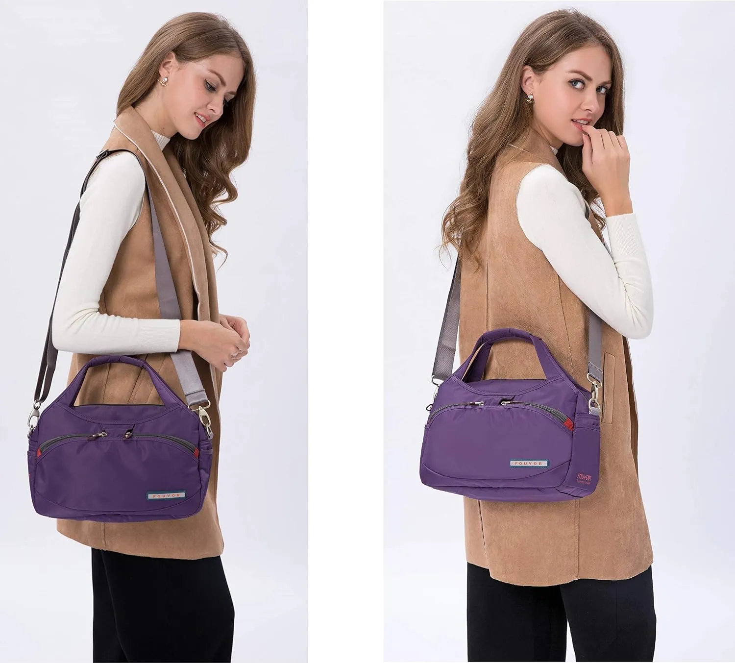 Waterproof Nylon Crossbody Bags for Women Multi-Pocket Shoulder Bag Travel Purse and Handbag