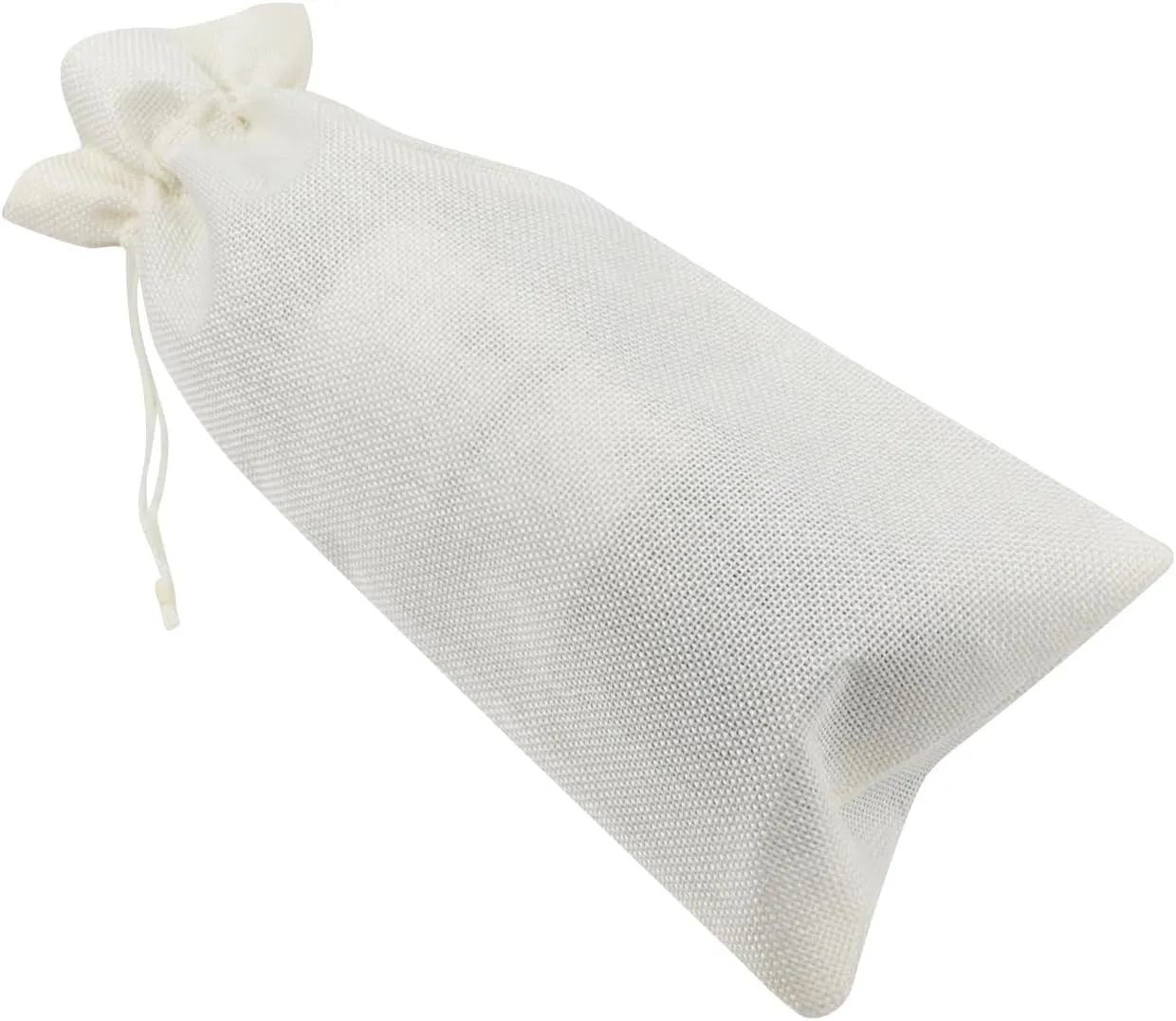Wealrit 10 Pcs Burlap Bags Wine 6 x 13.7 Inch Wine Bottle Bags with Drawstrings Rustic Party Favor Bags(Off-White)