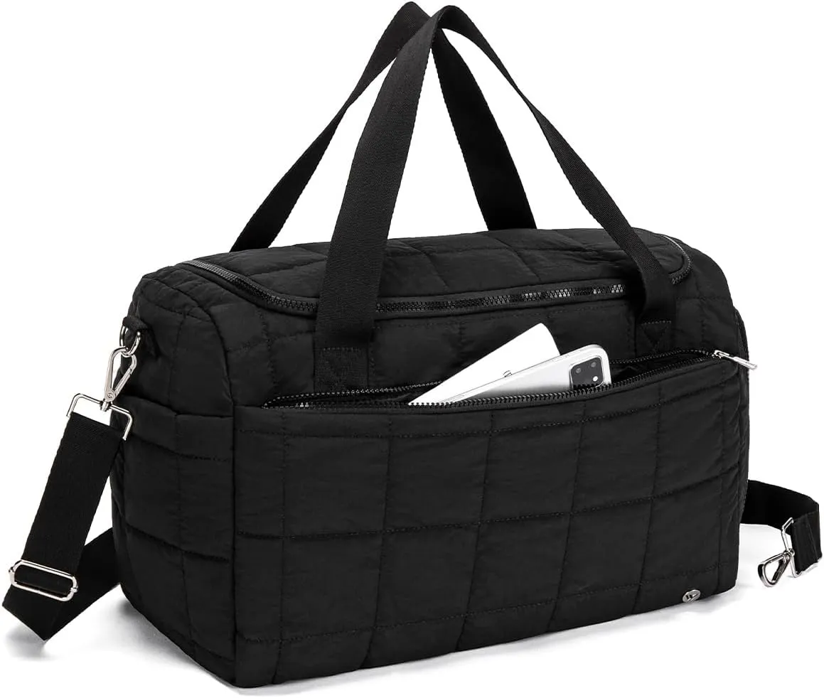 WESTBRONCO Travel Duffle Bag for Women, 25L Quilted Weekender Overnight Bag, Soft, Lightweight, Large Crossbody Gym bags
