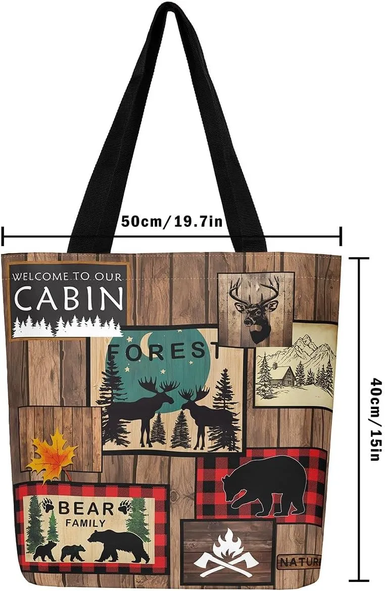 Western Canvas Tote Bag Gothic Bull Skull Beach Bag,Cowboy Hat Rustic Cowboy Boots Exotic Cow Horse Handbag