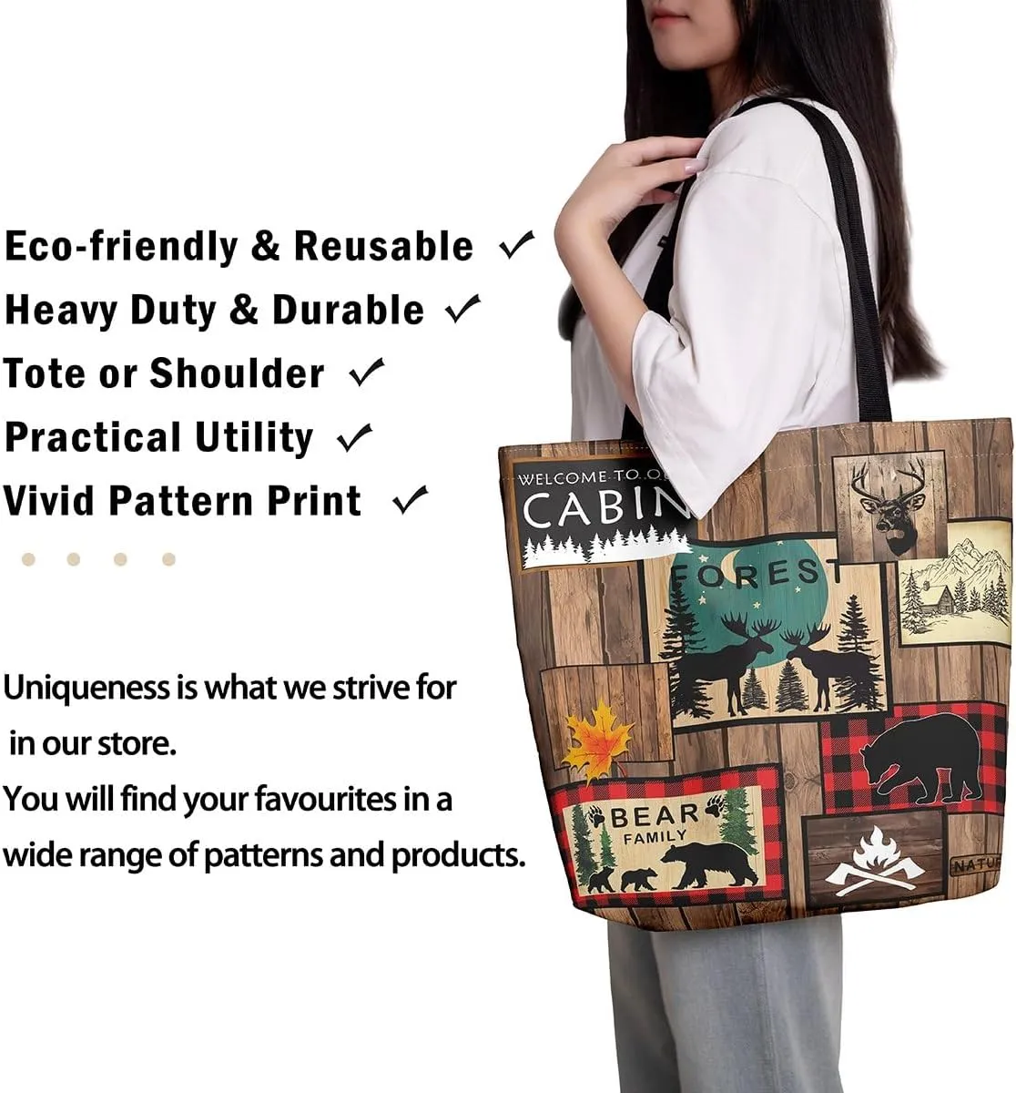Western Canvas Tote Bag Gothic Bull Skull Beach Bag,Cowboy Hat Rustic Cowboy Boots Exotic Cow Horse Handbag