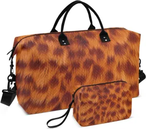 Wild Animal Fur Texture Large Travel Duffel Bag, Sports Tote Gym Bag, Shoulder Weekender Overnight Bag for Women Men, Carry On Luggage with Toiletry Bags