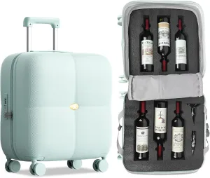 Wine Suitcase - 6 Bottle Travel Case with TSA Lock, Removable Inserts and Silent Spinner Wheels