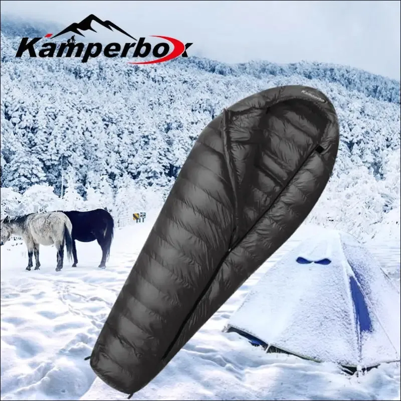 Winter mummy sleeping bag - cold weather, -22°c limit temperature, ultralight & spacious, 195x80cm