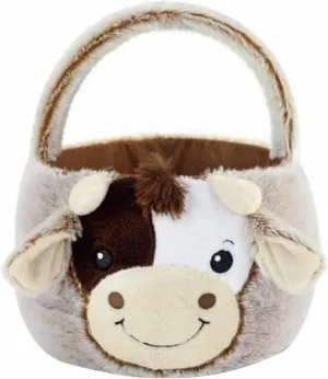 with Plush Tote 2022 Bags Easter In/25cm【New】 Cow Easter Buckets Plush Cow Bags for Hunting Plush Basket Easter 10 Cute Ear Easter for Girls Home Textile Storage Blanket (White, One Size)
