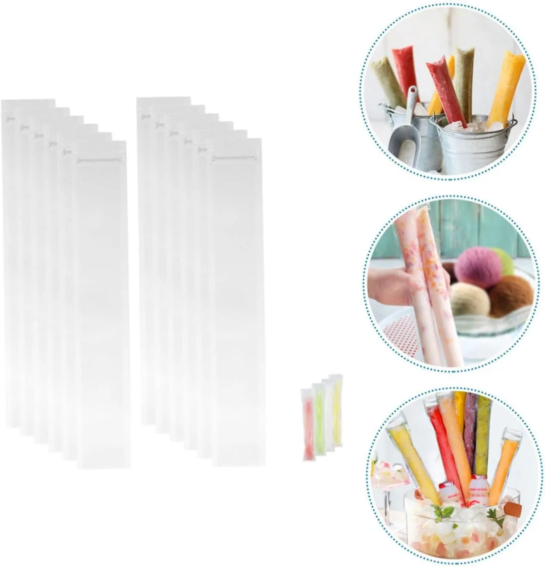 WOFASHPURET 3sets 50pcs Portable Ice Candy Bags Reusable Ice Sucker Pouches for Flavors for Summer Parties and Events 50pcs*3