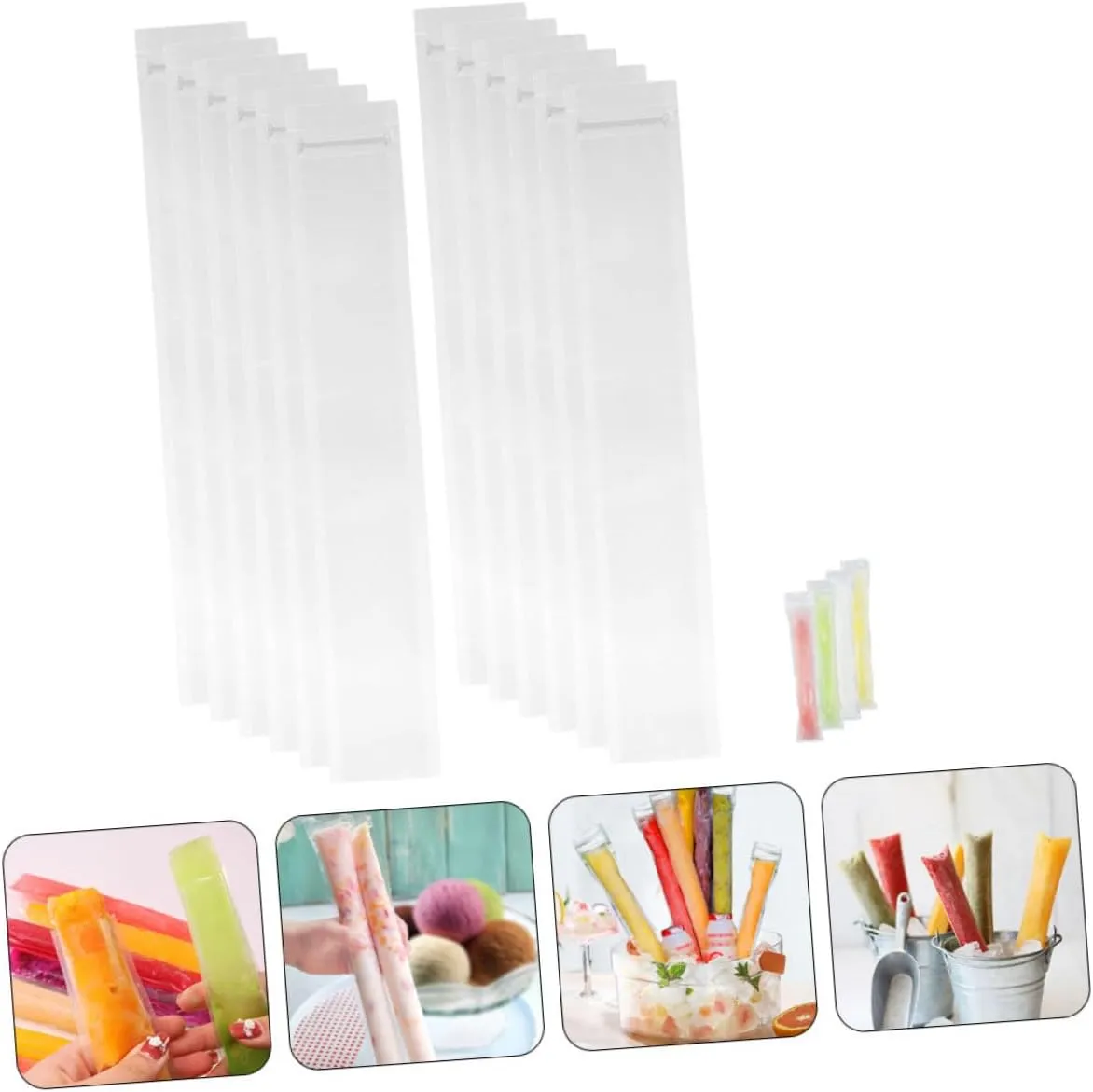 WOFASHPURET 3sets 50pcs Portable Ice Candy Bags Reusable Ice Sucker Pouches for Flavors for Summer Parties and Events 50pcs*3