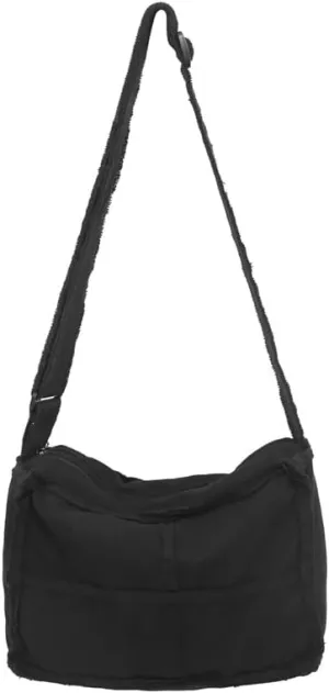 Women Cutecore Shoulder Bag Preppy Canvas Handbag Vintage Crossbody Messenger Bag Adjustable Crossbody Sling Bag