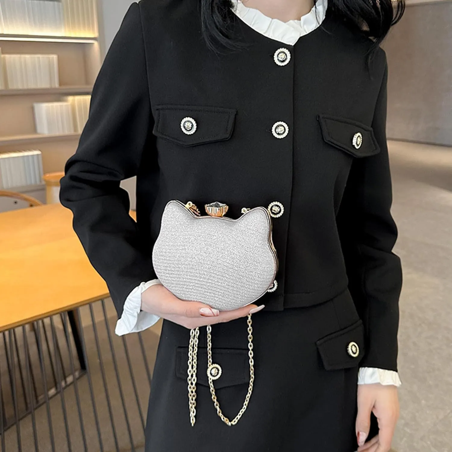 Women Evening Bag Clutch Tote Chain Shoulder Handbag Purse