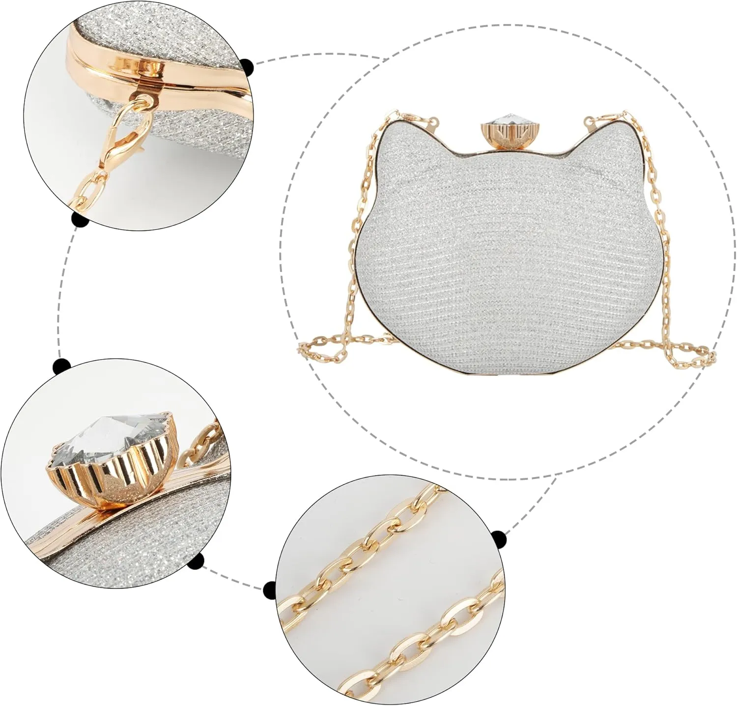 Women Evening Bag Clutch Tote Chain Shoulder Handbag Purse