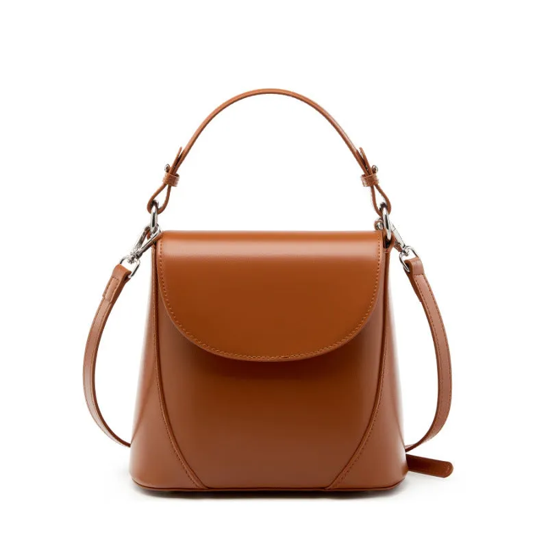 Women Fashion Plain Leather Simple Shoulder Bag
