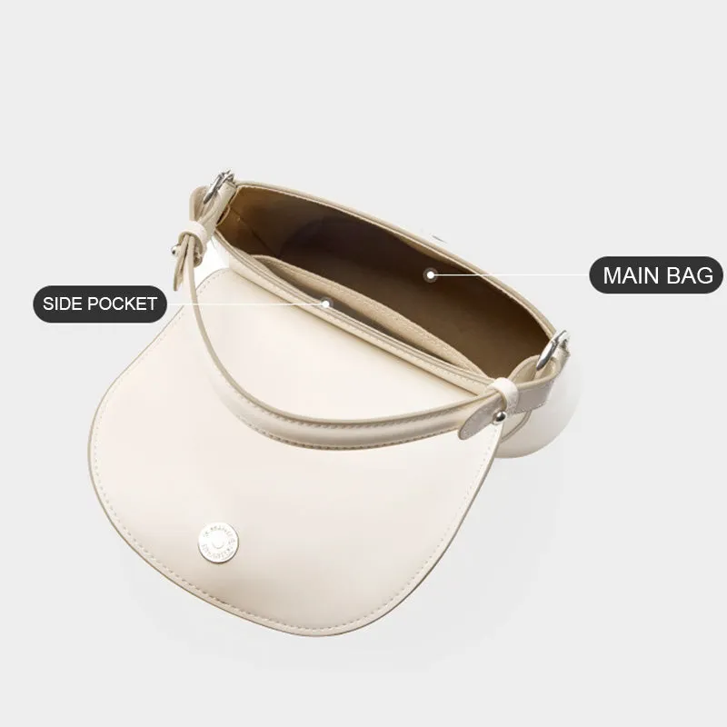 Women Fashion Plain Leather Simple Shoulder Bag