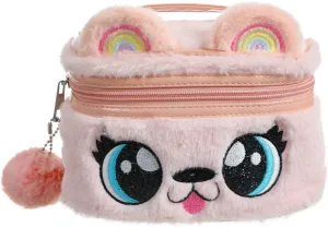 Women Girls Kids Fluffy Faux Fur Unicorn Makeup Bag Small Cosmetic Organizer Plush Travel Storage Bags Toiletry Kit Case