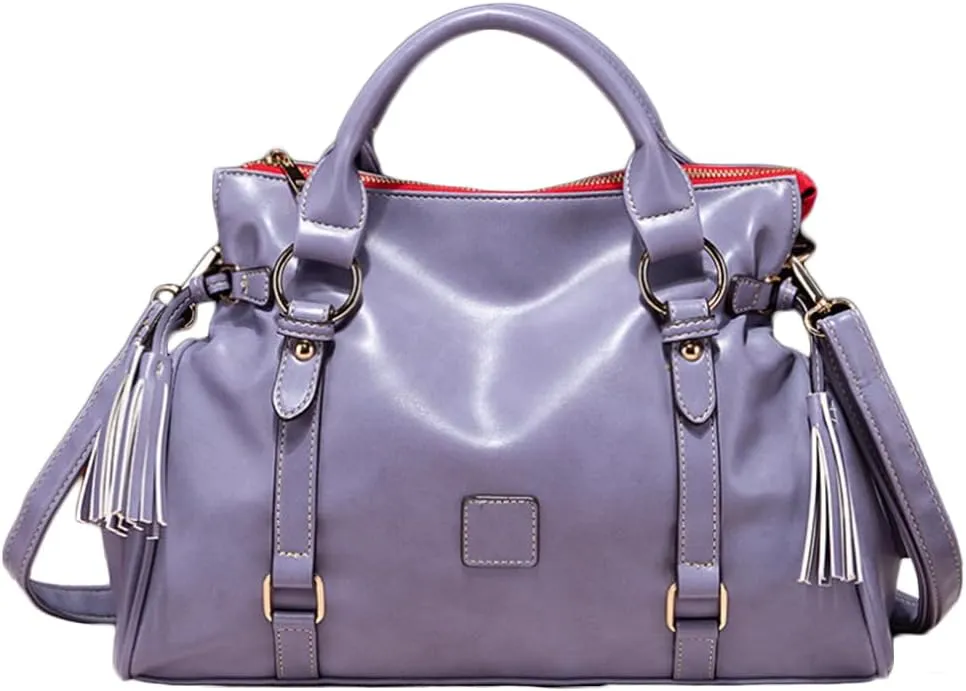 Women Hobo Tote Purse Handbag Faux Leather Top-handle Shoulder Bag with Tassel Pendant