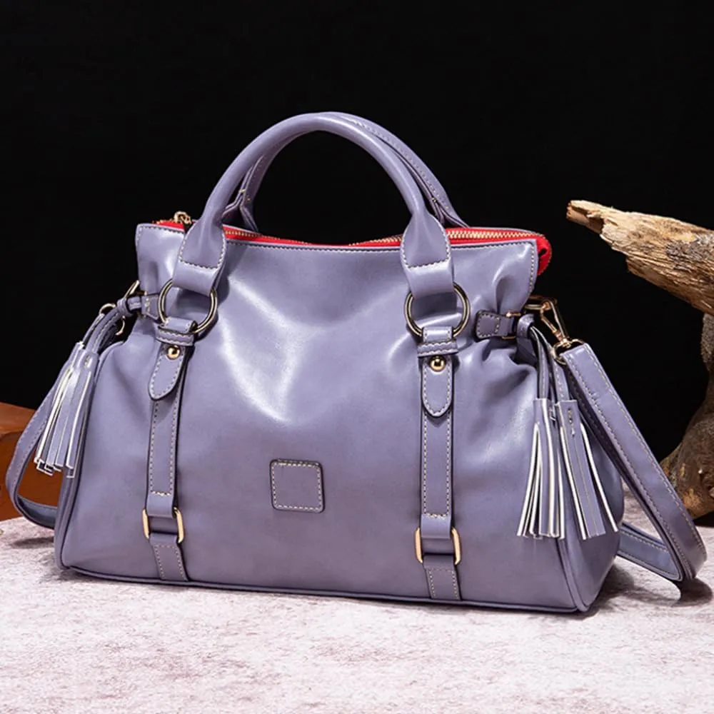 Women Hobo Tote Purse Handbag Faux Leather Top-handle Shoulder Bag with Tassel Pendant