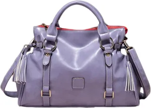 Women Hobo Tote Purse Handbag Faux Leather Top-handle Shoulder Bag with Tassel Pendant