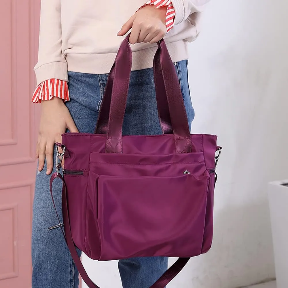 Women Nylon Tote Bag Water resistant Multi-function Shoulder Handbag Light Travel Messenger Bags