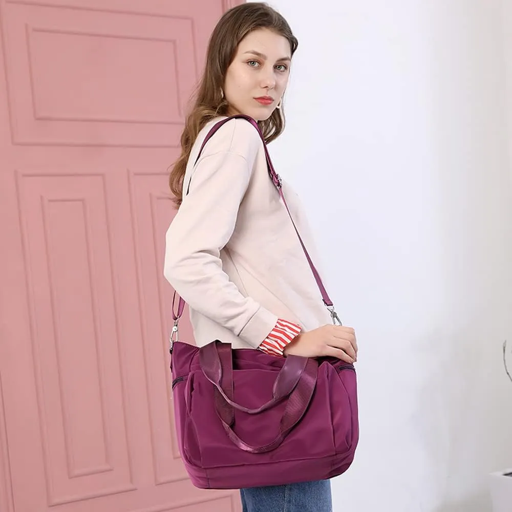 Women Nylon Tote Bag Water resistant Multi-function Shoulder Handbag Light Travel Messenger Bags