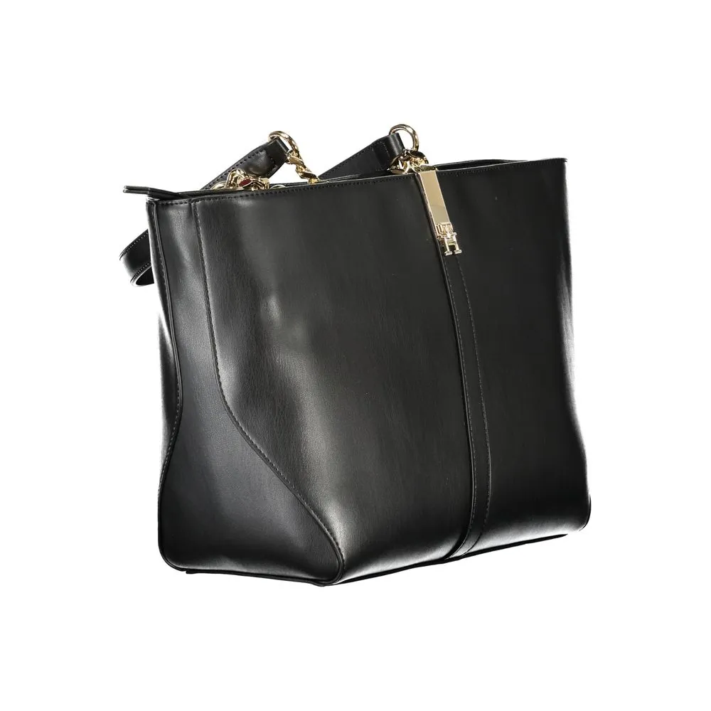 Women Practical Tommy Handbag Black Hilfiger High-security Polyethylene