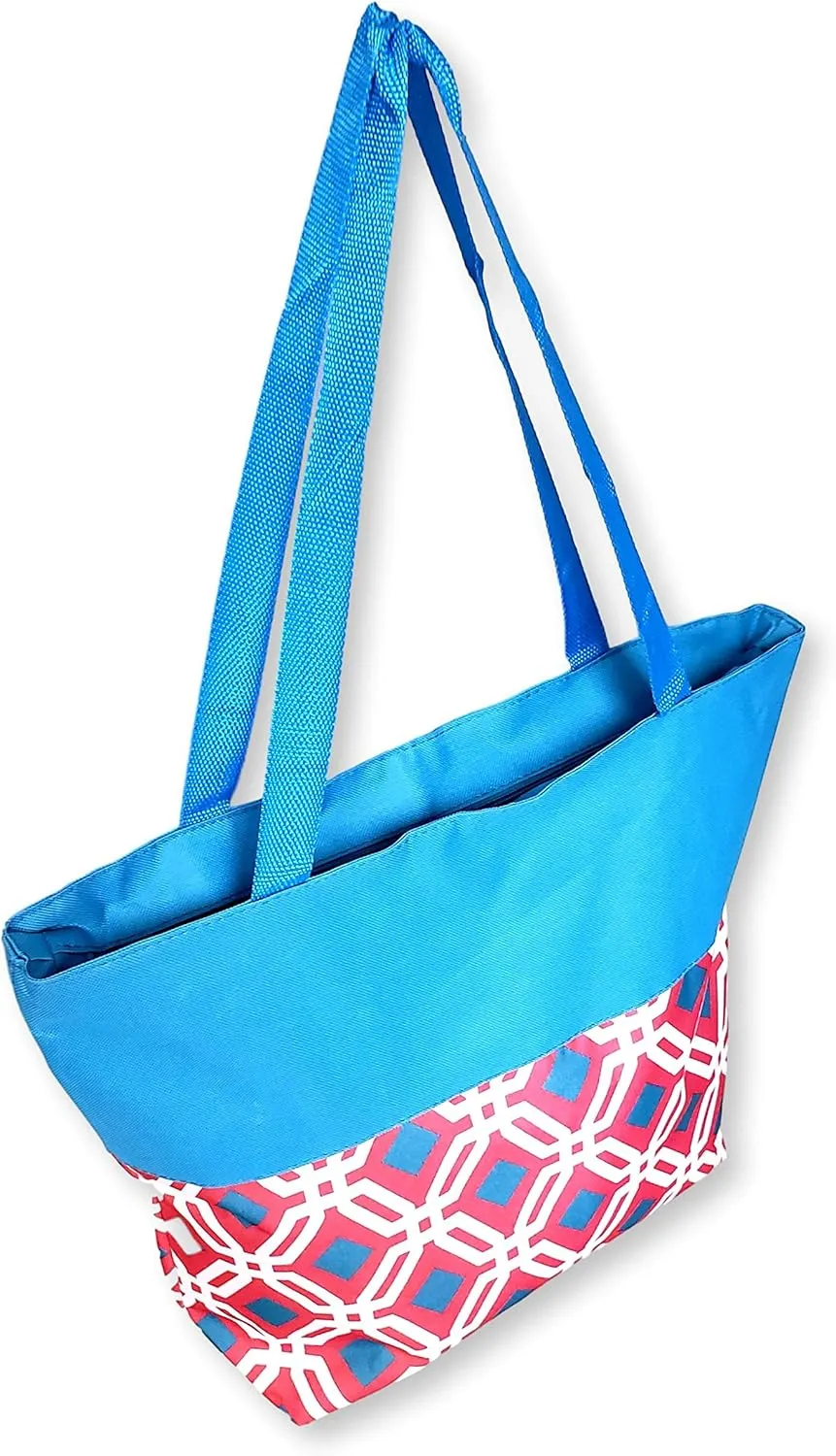 Women Teen Fashion Print Lined Top Zipper Tote Bag Handbag with Solid Top - Can be Personalized
