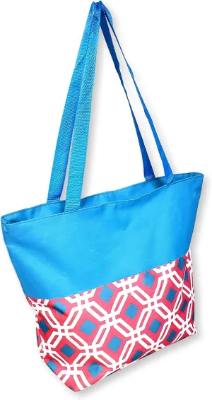 Women Teen Fashion Print Lined Top Zipper Tote Bag Handbag with Solid Top - Can be Personalized