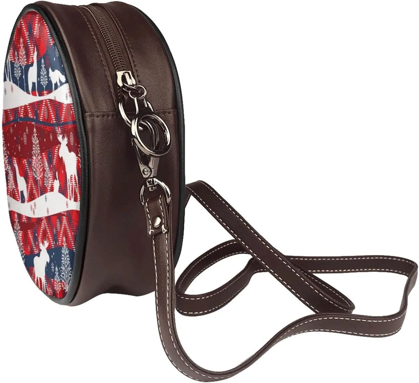 Women Vintage Style Faux Leather Crossbody Shoulder Bag, Ladies Purse Satchel Bag Circle Crossbody Bags for Women