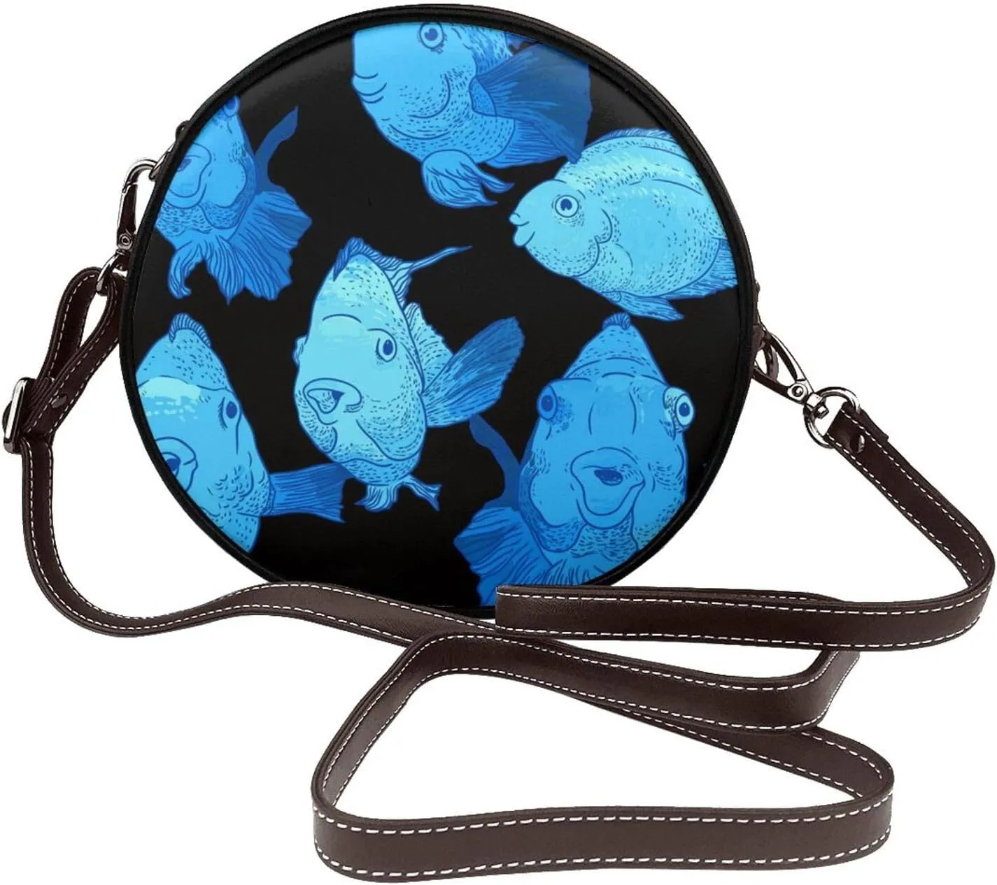 Women Vintage Style Faux Leather Crossbody Shoulder Bag, Ladies Purse Satchel Bag Circle Crossbody Bags for Women