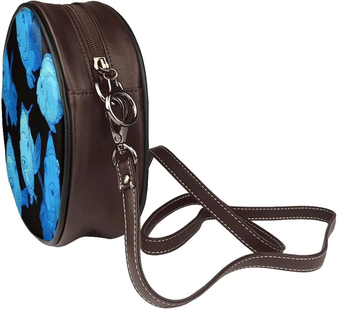 Women Vintage Style Faux Leather Crossbody Shoulder Bag, Ladies Purse Satchel Bag Circle Crossbody Bags for Women