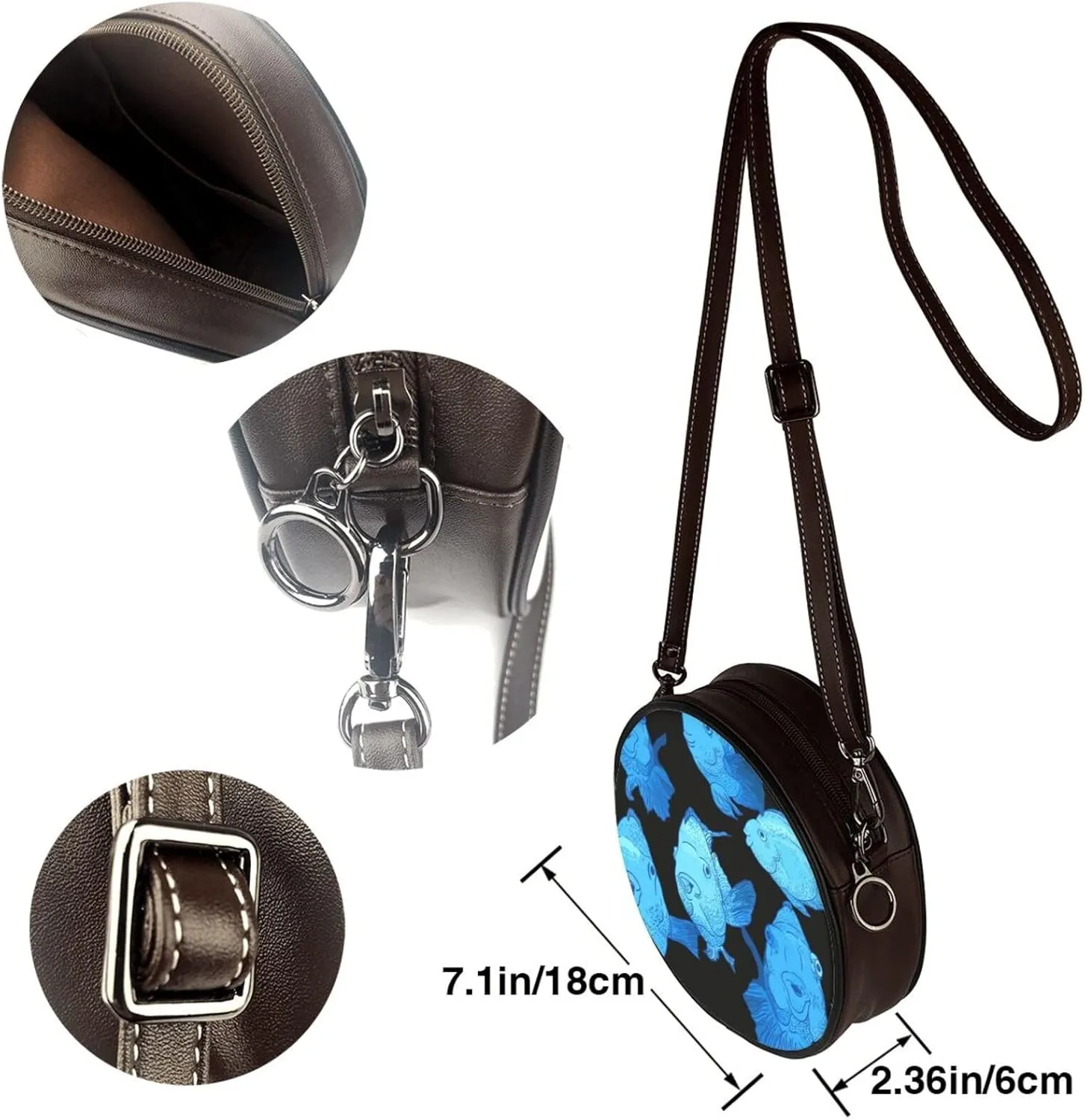 Women Vintage Style Faux Leather Crossbody Shoulder Bag, Ladies Purse Satchel Bag Circle Crossbody Bags for Women