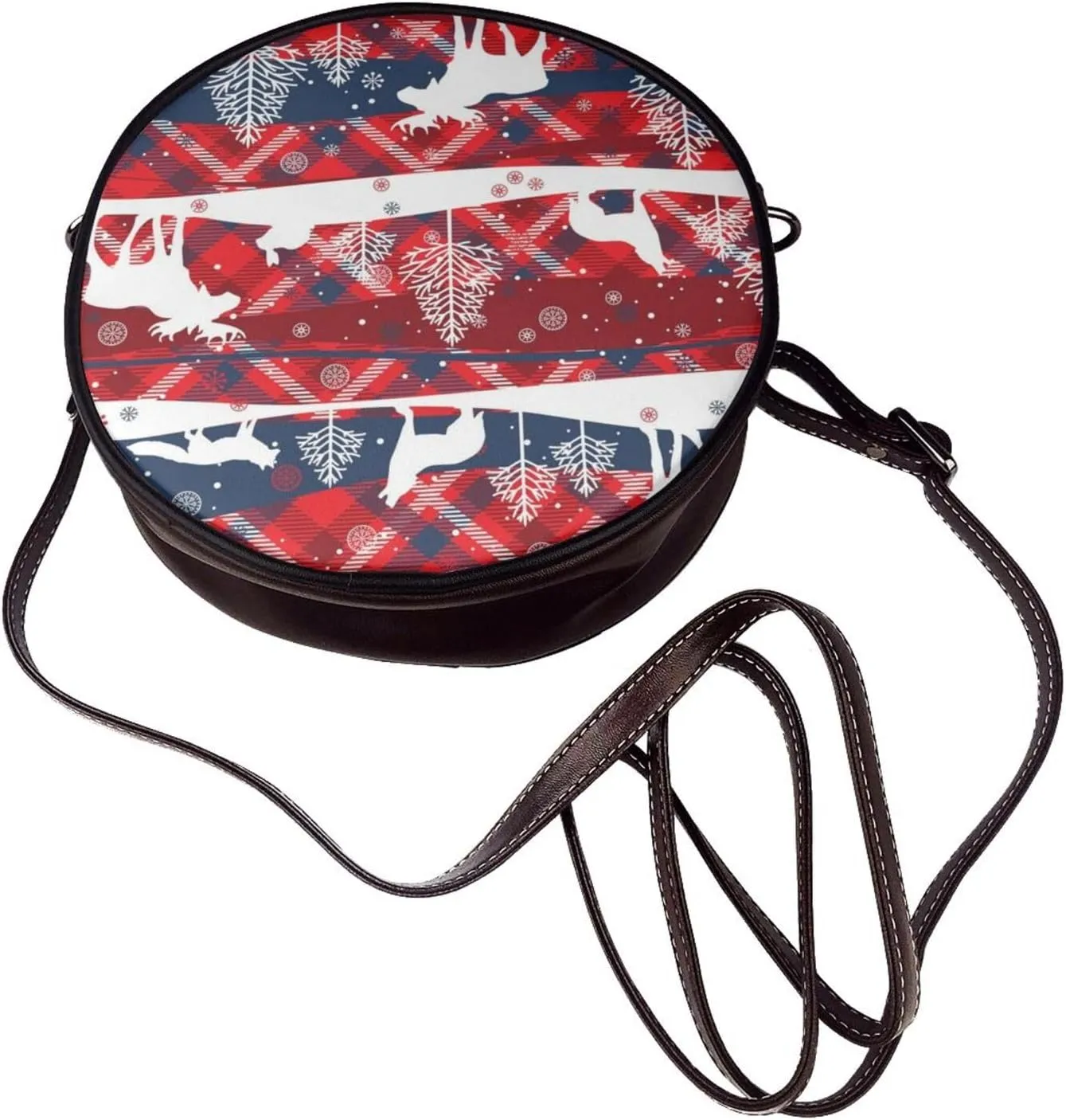 Women Vintage Style Faux Leather Crossbody Shoulder Bag, Ladies Purse Satchel Bag Circle Crossbody Bags for Women