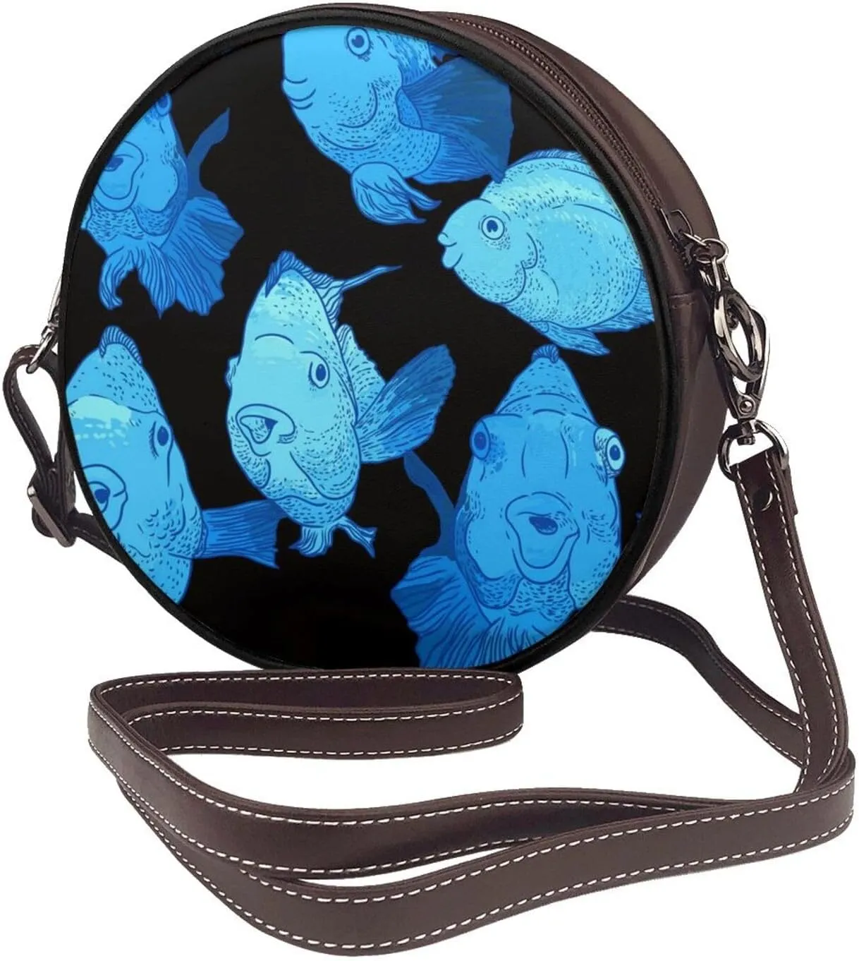 Women Vintage Style Faux Leather Crossbody Shoulder Bag, Ladies Purse Satchel Bag Circle Crossbody Bags for Women