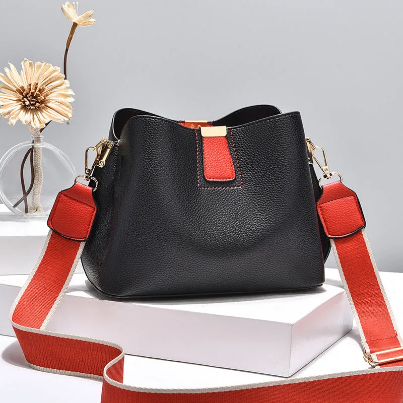 Women's Bag Simple Casual Lychee Pattern Bucket Bag
