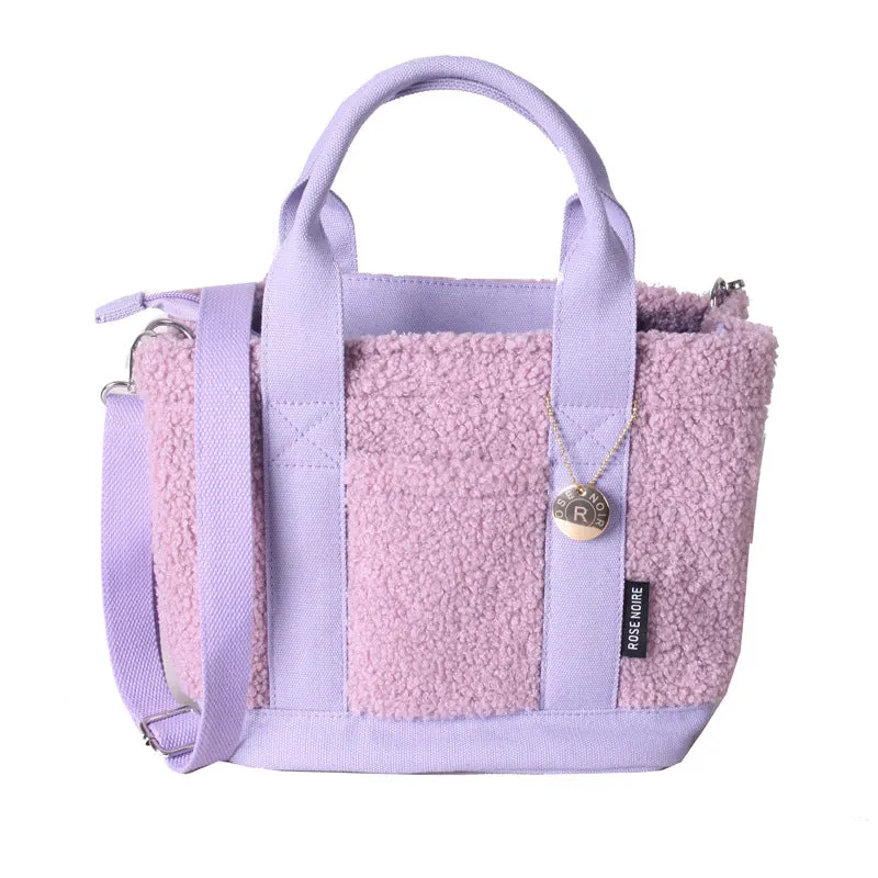Women's Classy Teddy Plush Portable Lunch Shoulder Bags