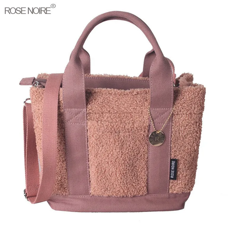 Women's Classy Teddy Plush Portable Lunch Shoulder Bags
