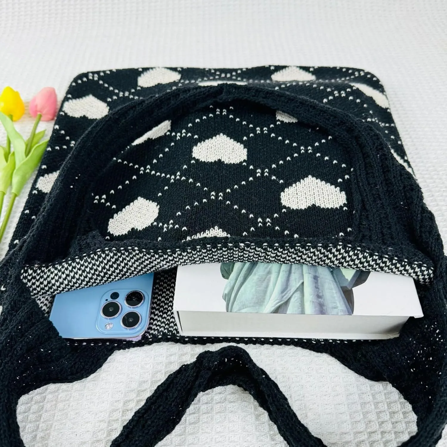 Women's Crochet Tote Bags Boho Tote Bags Heart-shaped Beach Handbags Knit Vacation Aesthetic Casual Love Hobo Bags