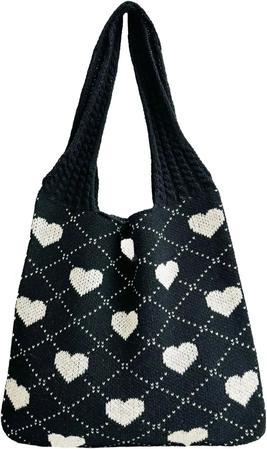 Women's Crochet Tote Bags Boho Tote Bags Heart-shaped Beach Handbags Knit Vacation Aesthetic Casual Love Hobo Bags