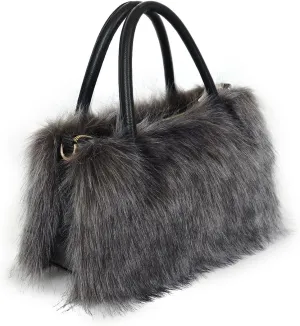 Womens Faux Fur Shoulder Bag Furry Purse Handbag Crossbody Bag with Shoulder Strap