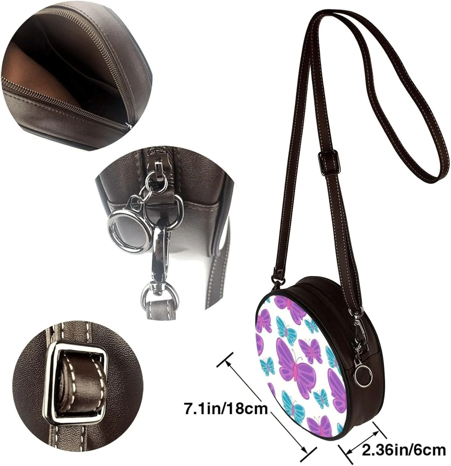 Women's Faux Leather Crossbody Bag Handle Circle Bag Mini Purse Clutch Handbag