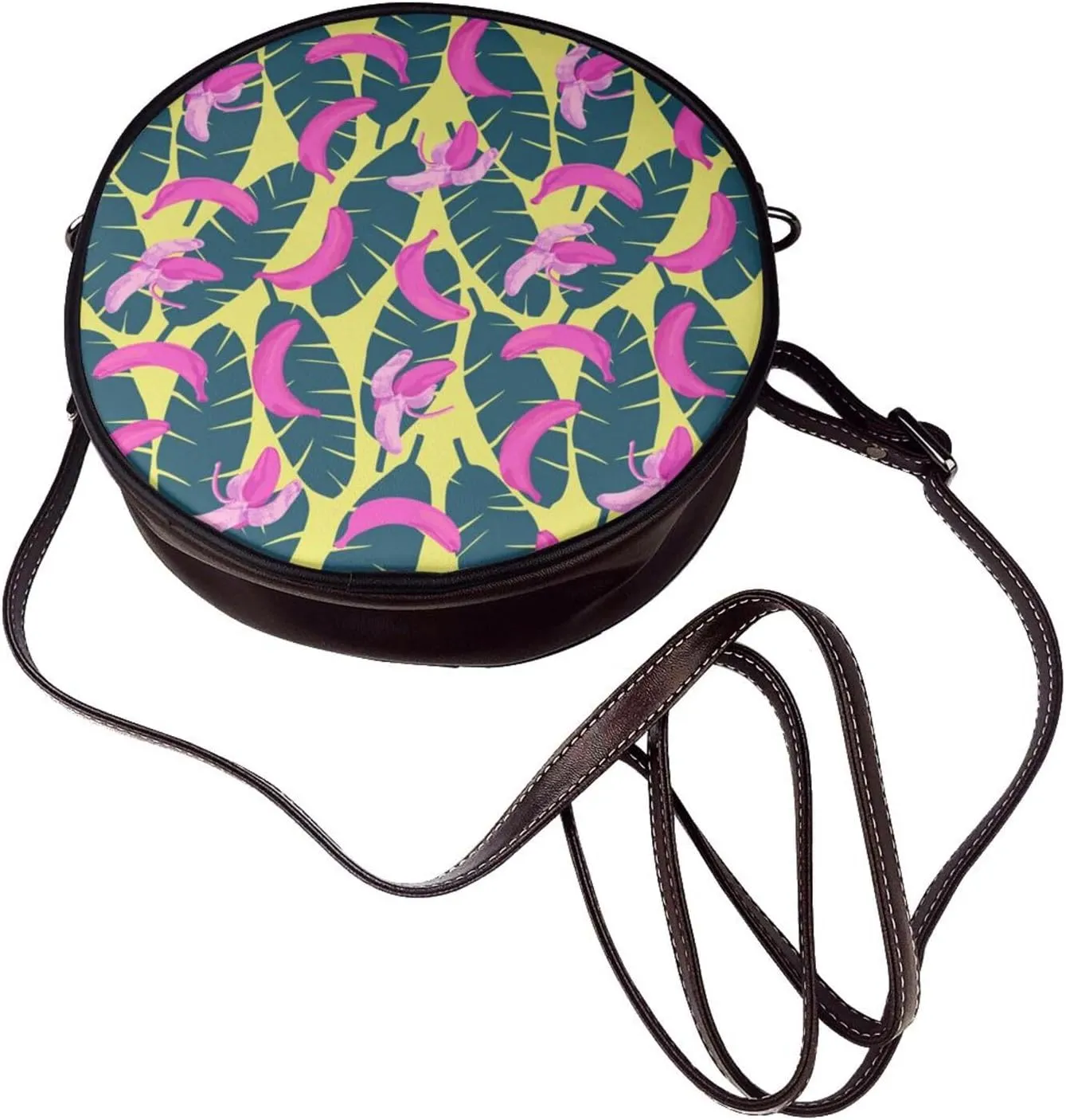 Women's Faux Leather Crossbody Bag Handle Circle Bag Mini Purse Clutch Handbag