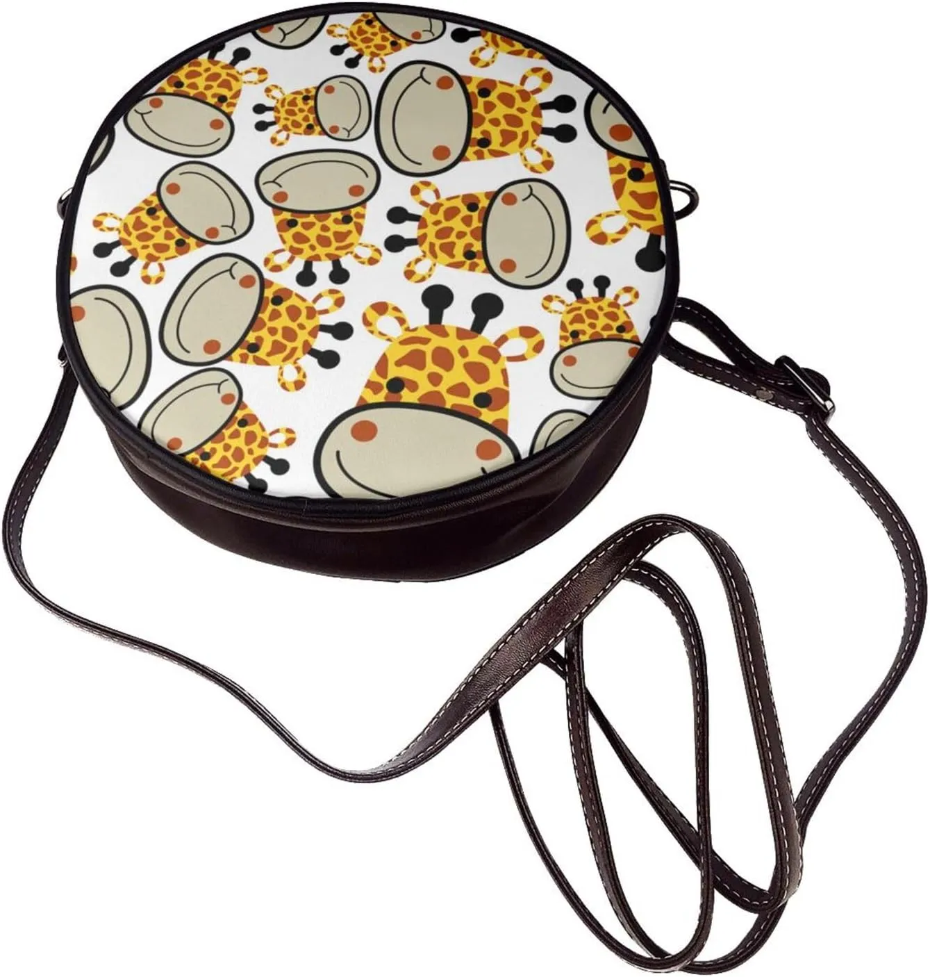 Women's Faux Leather Small Circle Crossbody Purse Shoulder Bag Handbag Sling Bag for Women