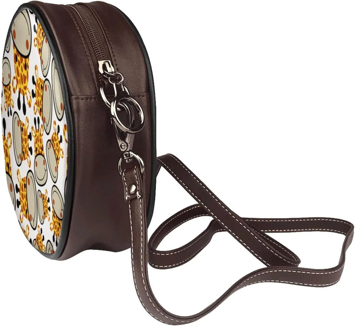 Women's Faux Leather Small Circle Crossbody Purse Shoulder Bag Handbag Sling Bag for Women