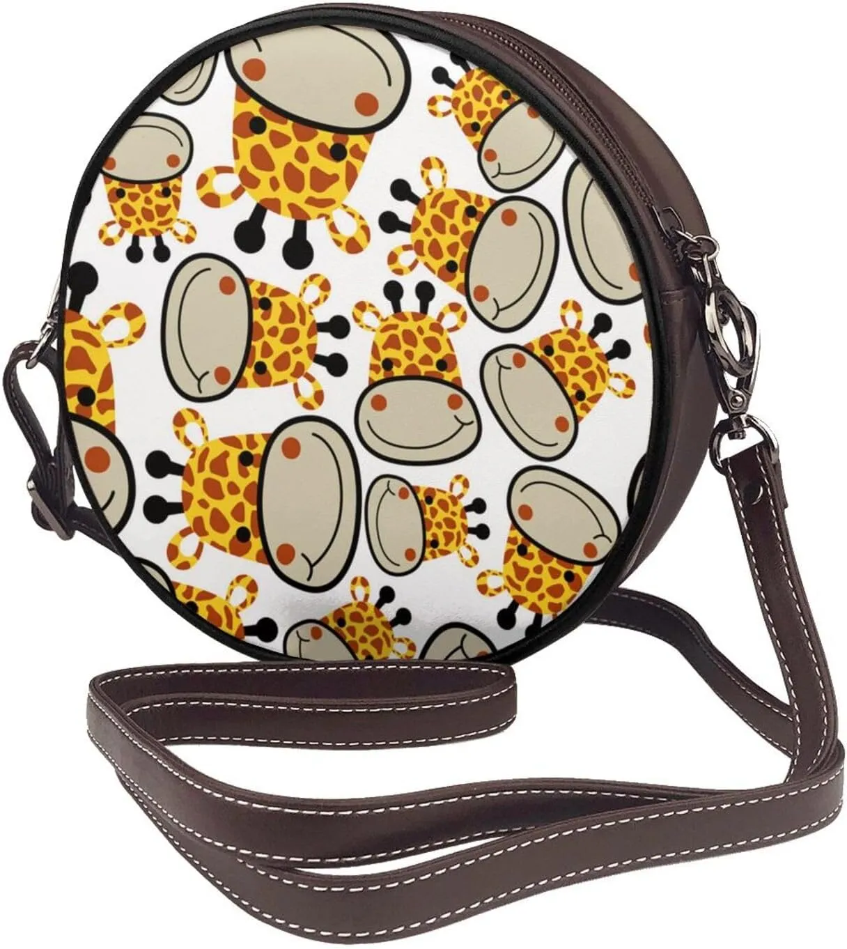 Women's Faux Leather Small Circle Crossbody Purse Shoulder Bag Handbag Sling Bag for Women
