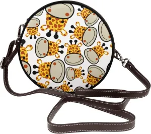 Women's Faux Leather Small Circle Crossbody Purse Shoulder Bag Handbag Sling Bag for Women