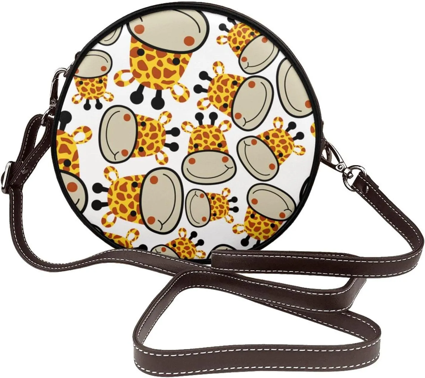 Women's Faux Leather Small Circle Crossbody Purse Shoulder Bag Handbag Sling Bag for Women