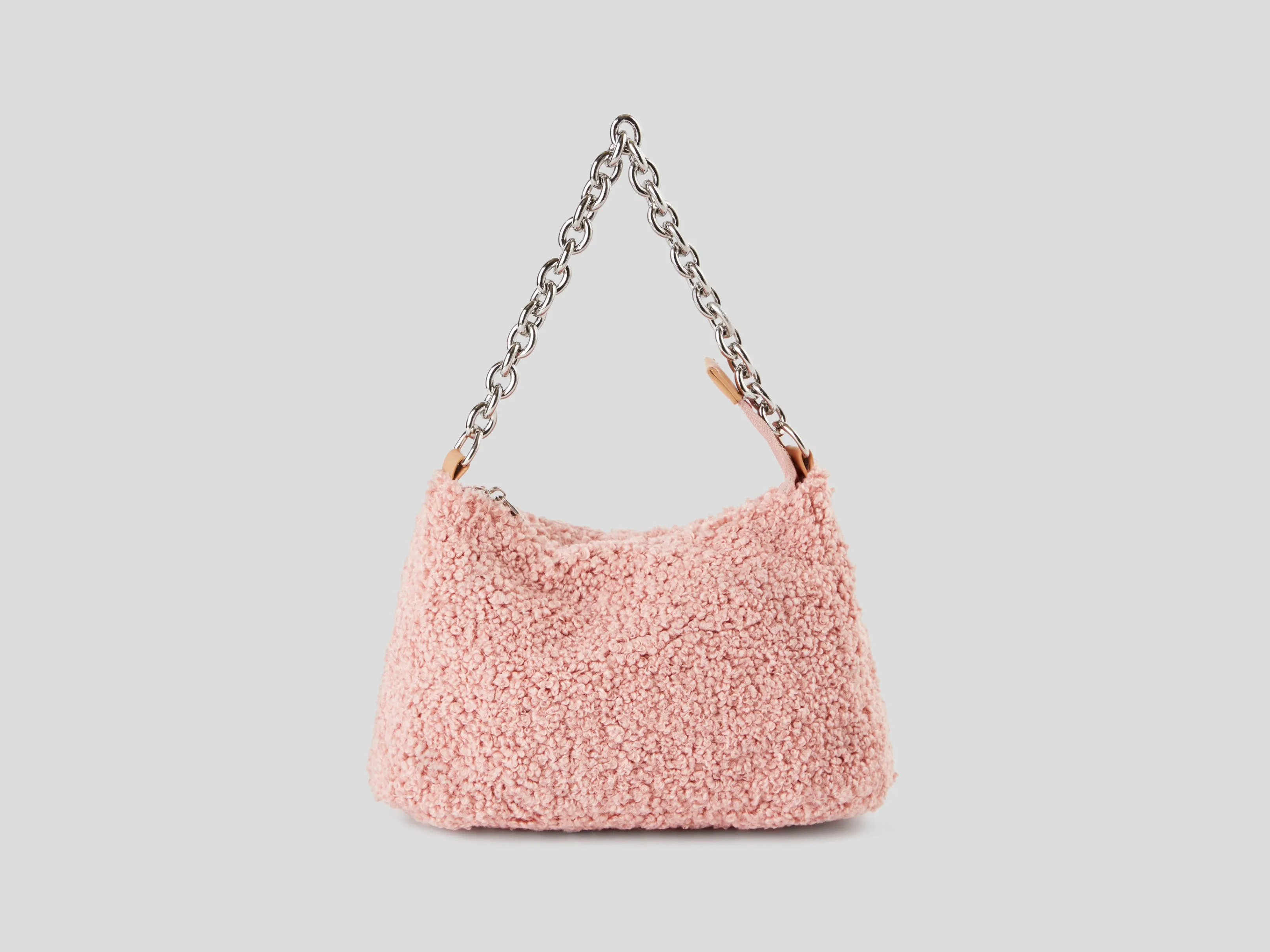 Womens Fleece Side Sling Bag with Chain Detail