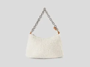 Womens Fleece Side Sling Bag with Chain Detail