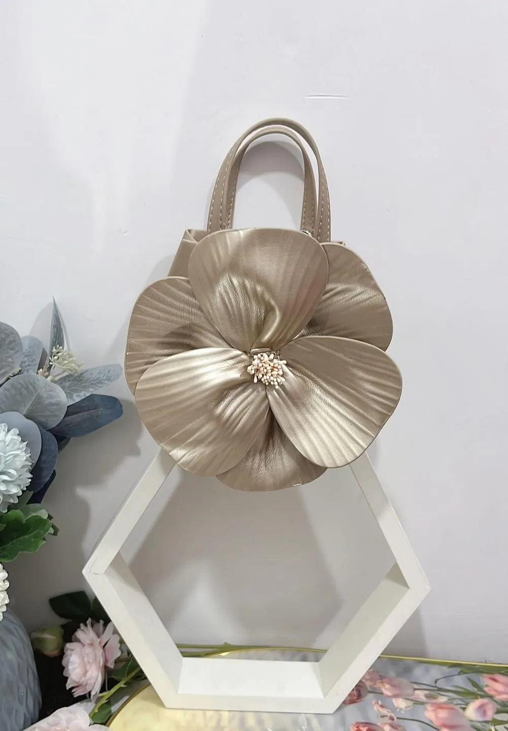 Women's Floral Clutch Purse PU Leather Flower Evening Bags Party Prom Handbag Wedding Crossbody Bucket Purse
