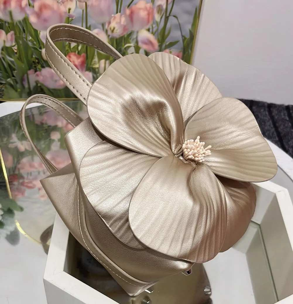 Women's Floral Clutch Purse PU Leather Flower Evening Bags Party Prom Handbag Wedding Crossbody Bucket Purse